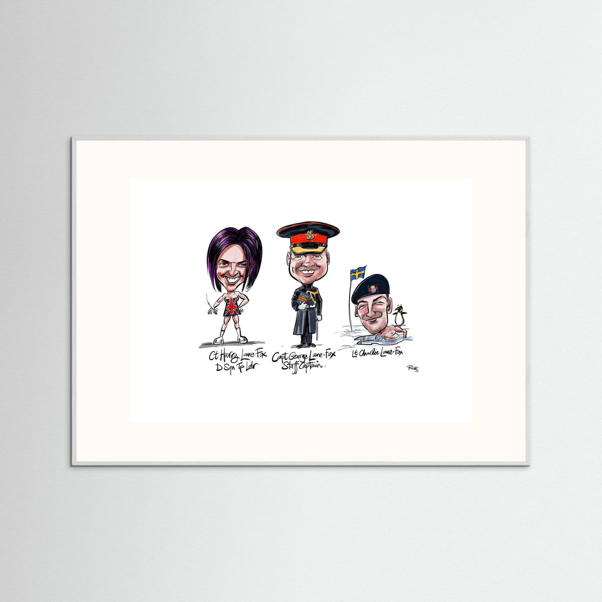 Caricature of the Lane-Foxes, brothers in arms.