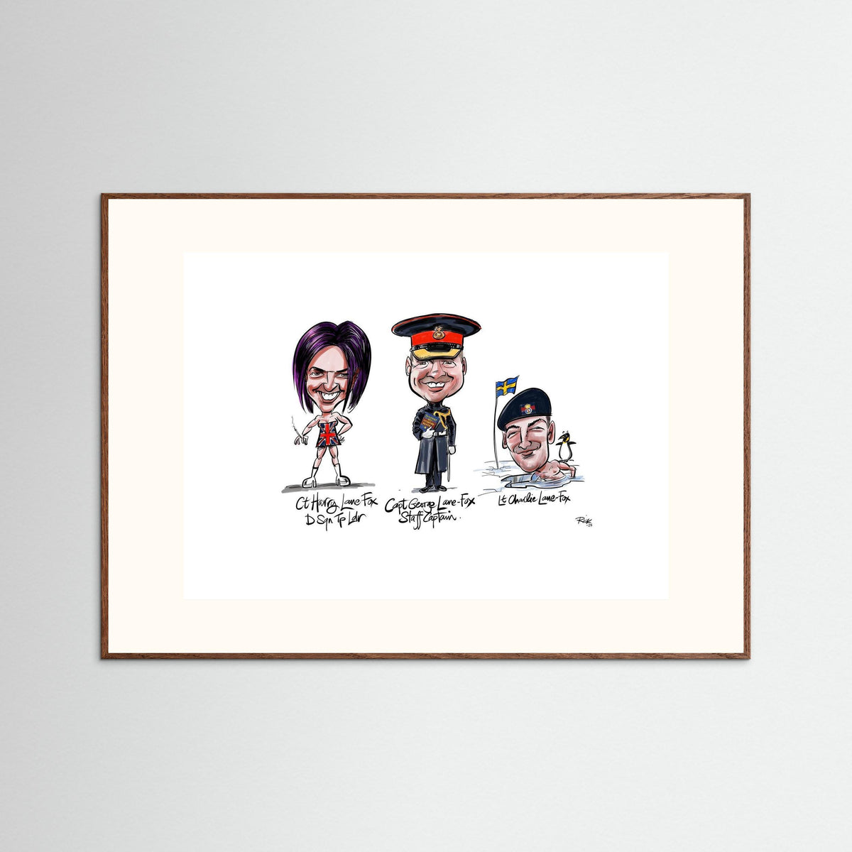 Caricature of the Lane-Foxes, brothers in arms. 
