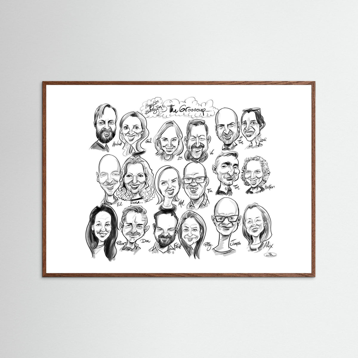 Caricature of friends group in mono - Tom&Mel
