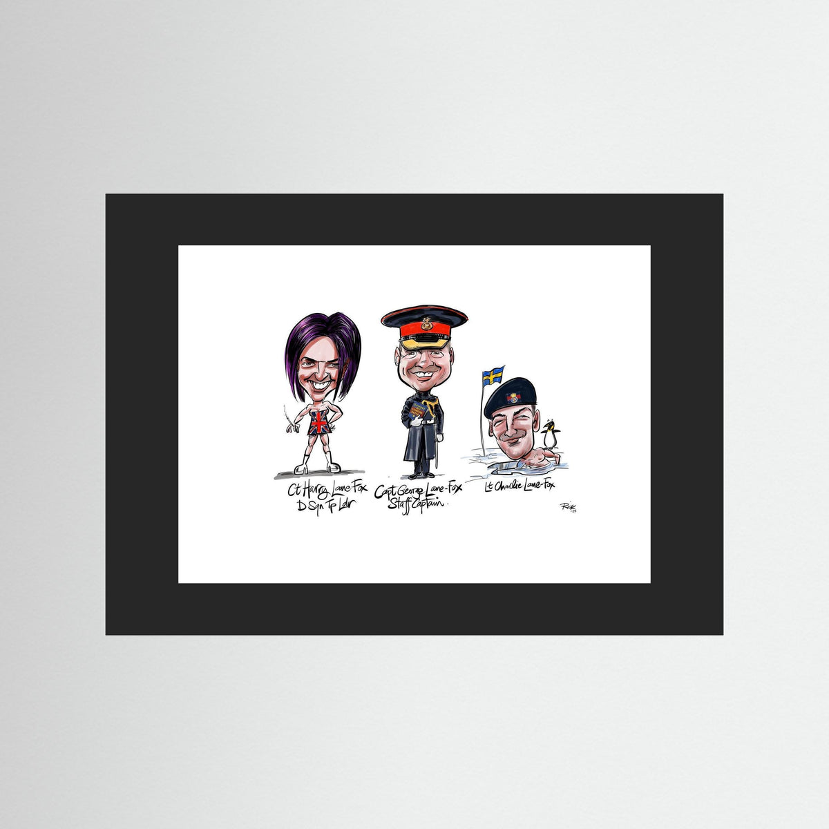 Caricature of the Lane-Foxes, brothers in arms. 