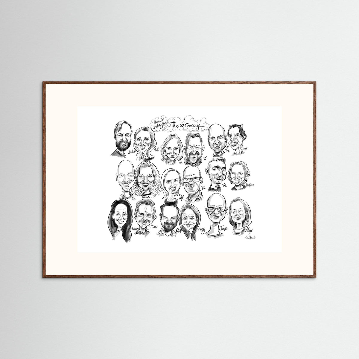 Caricature of friends group in mono - Tom&Mel
