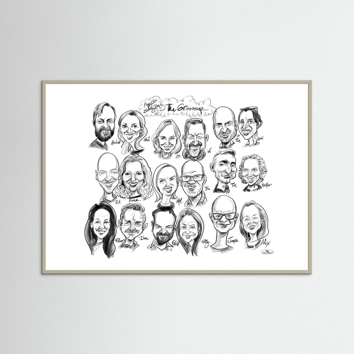 Caricature of friends group in mono - Tom&Mel