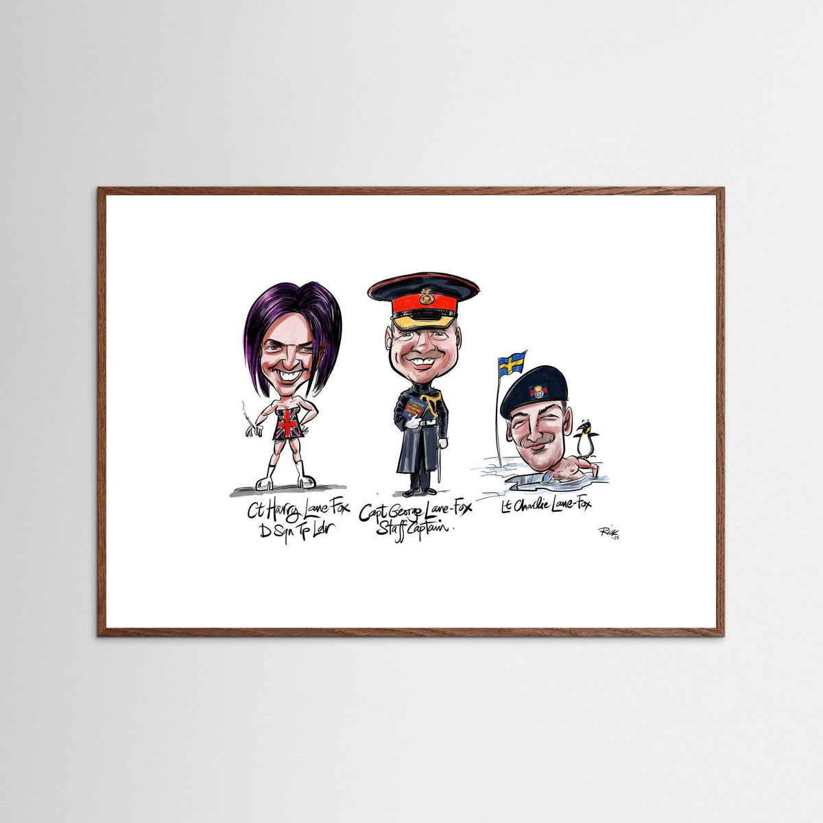 Caricature of the Lane-Foxes, brothers in arms. 