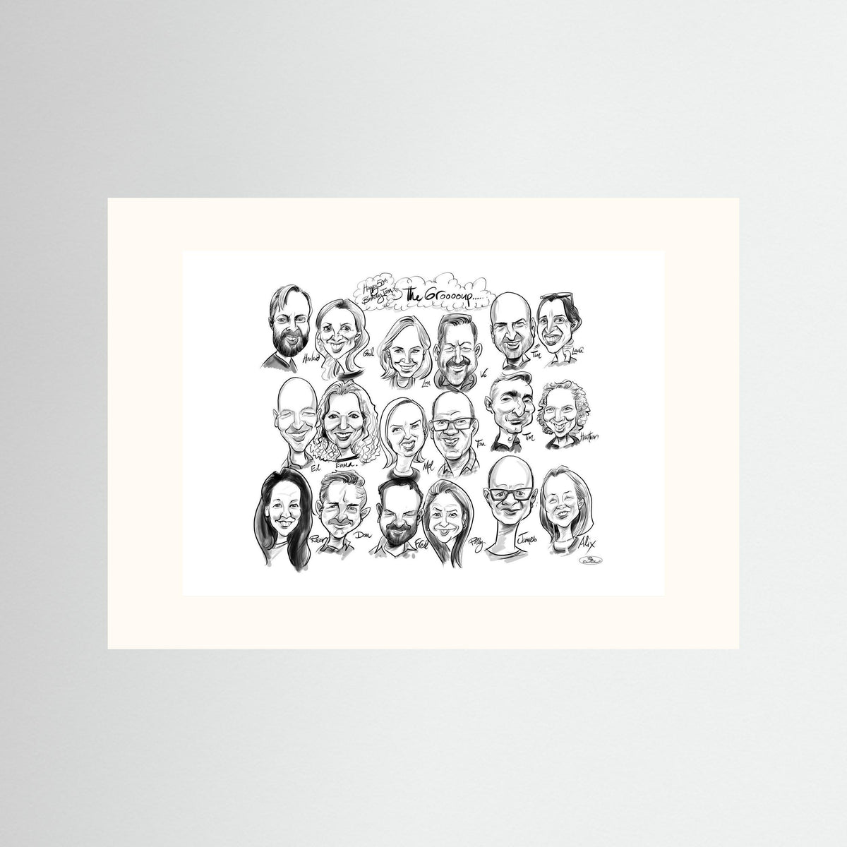 Caricature of friends group in mono - Tom&Mel