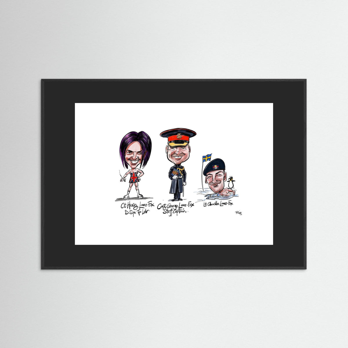 Caricature of the Lane-Foxes, brothers in arms. 