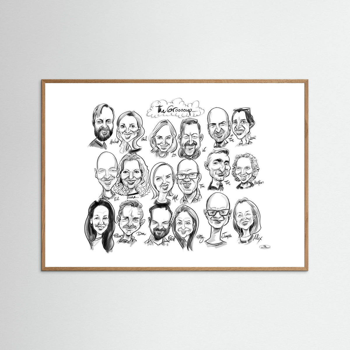 Caricature of friends group in mono 
