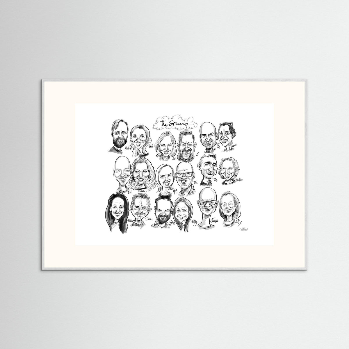 Caricature of friends group in mono 