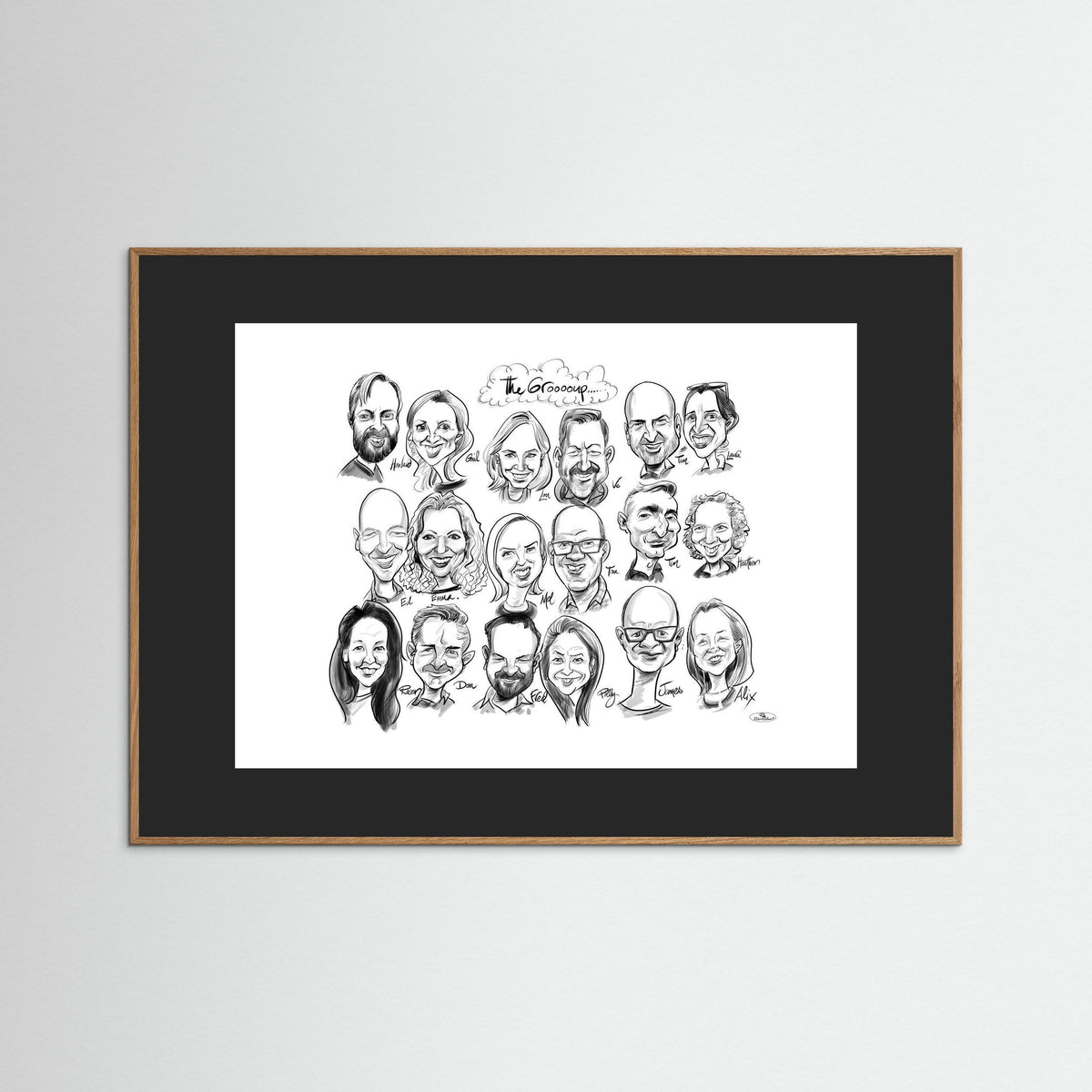 Caricature of friends group in mono 