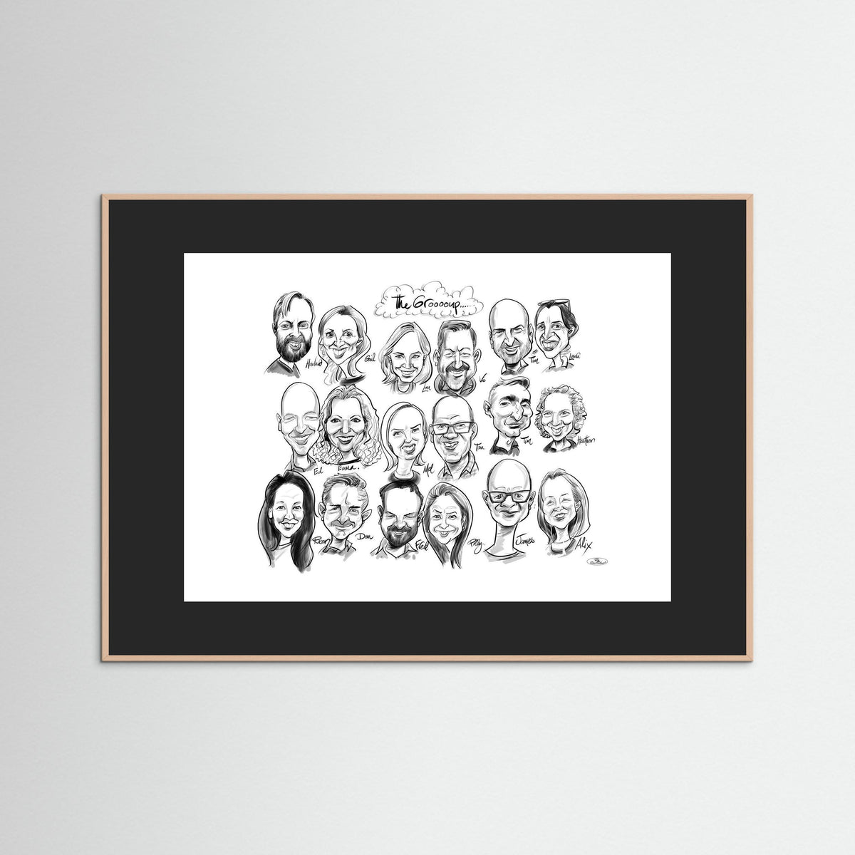 Caricature of friends group in mono 