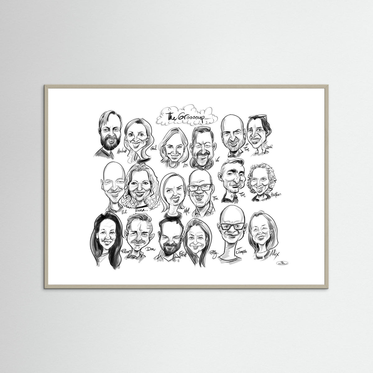 Caricature of friends group in mono 
