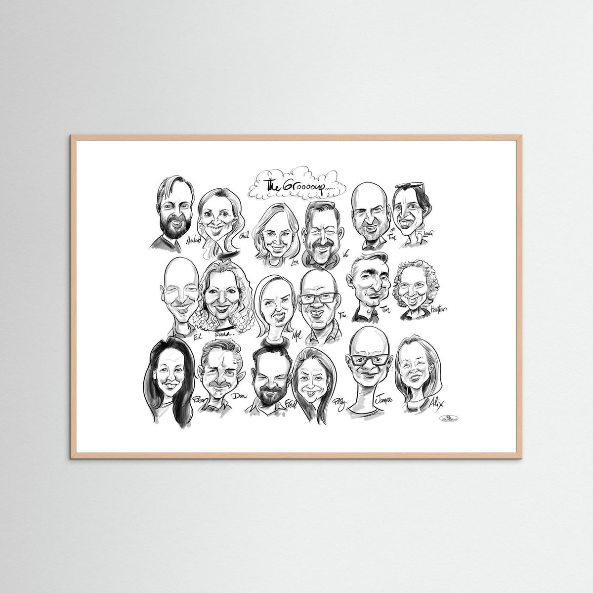 Caricature of friends group in mono 