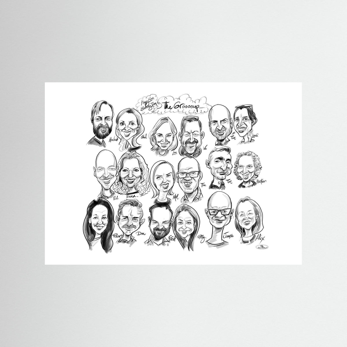 Caricature of friends group in mono - Tom&Mel