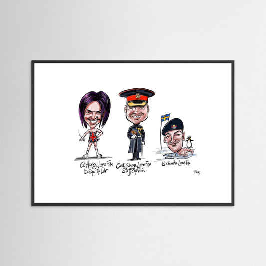 Caricature print on paper Lane Foxes 
