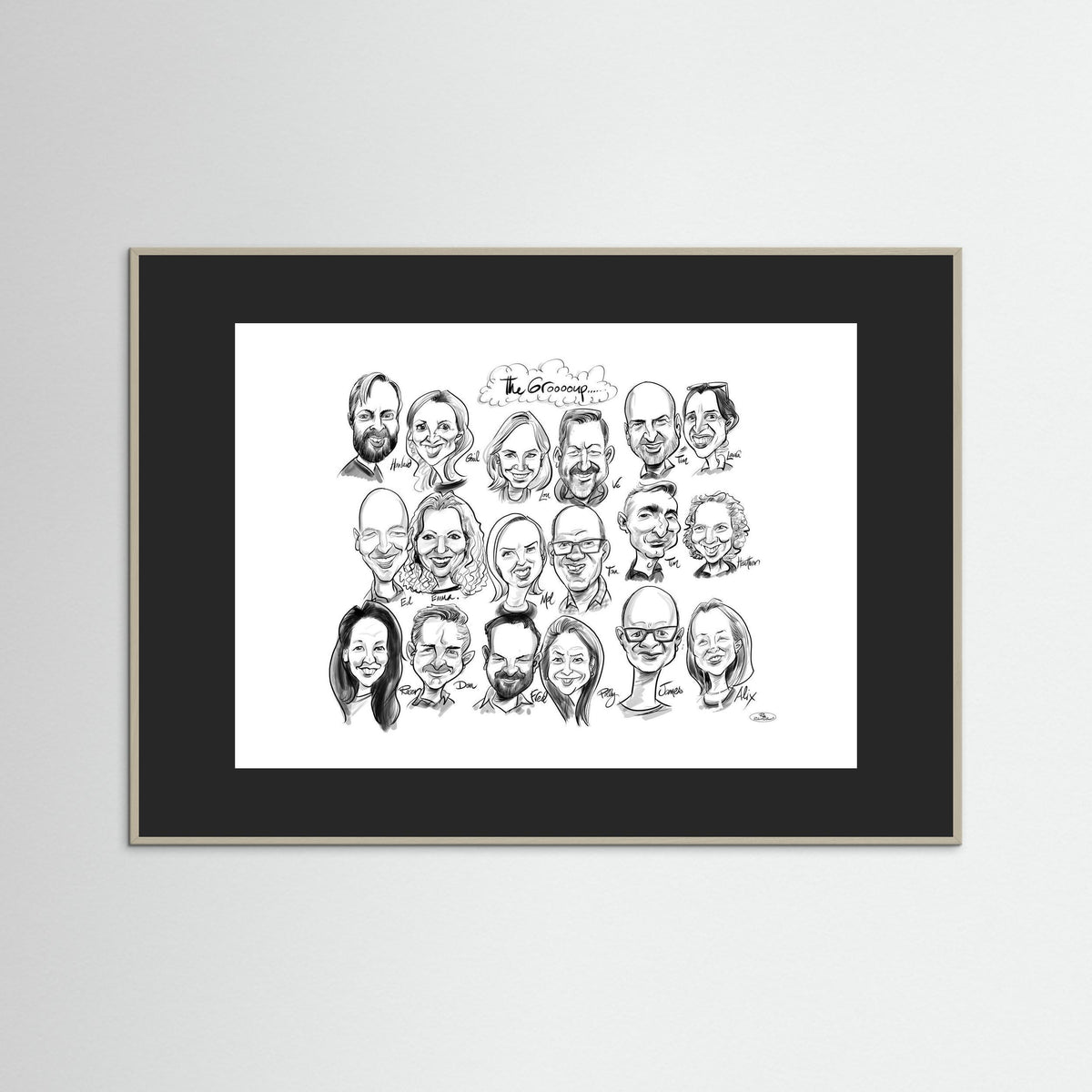 Caricature of friends group in mono 