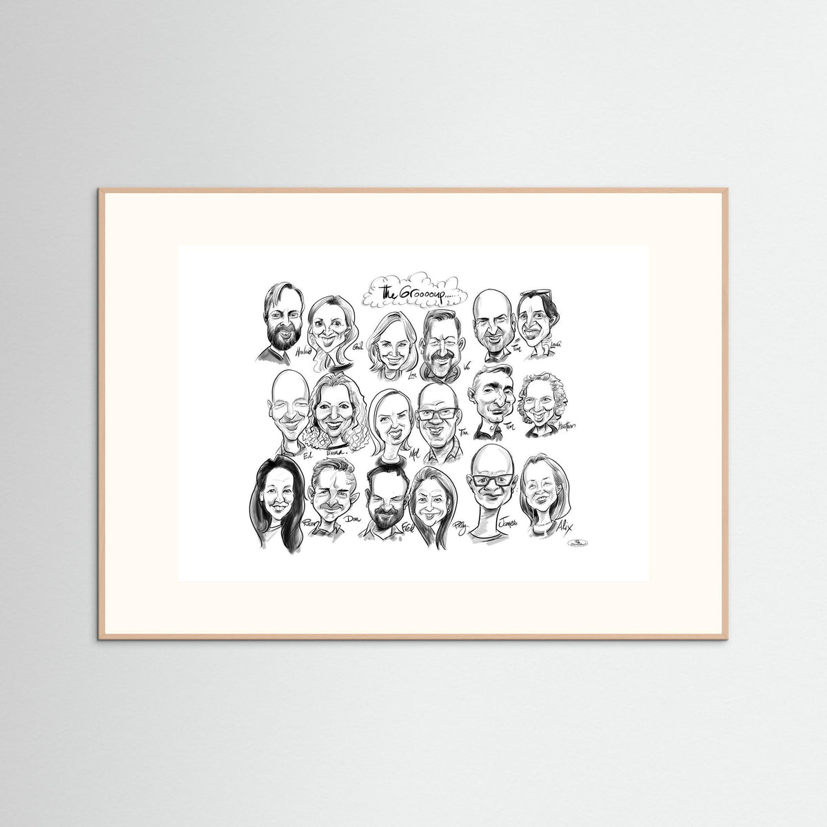 Caricature of friends group in mono 