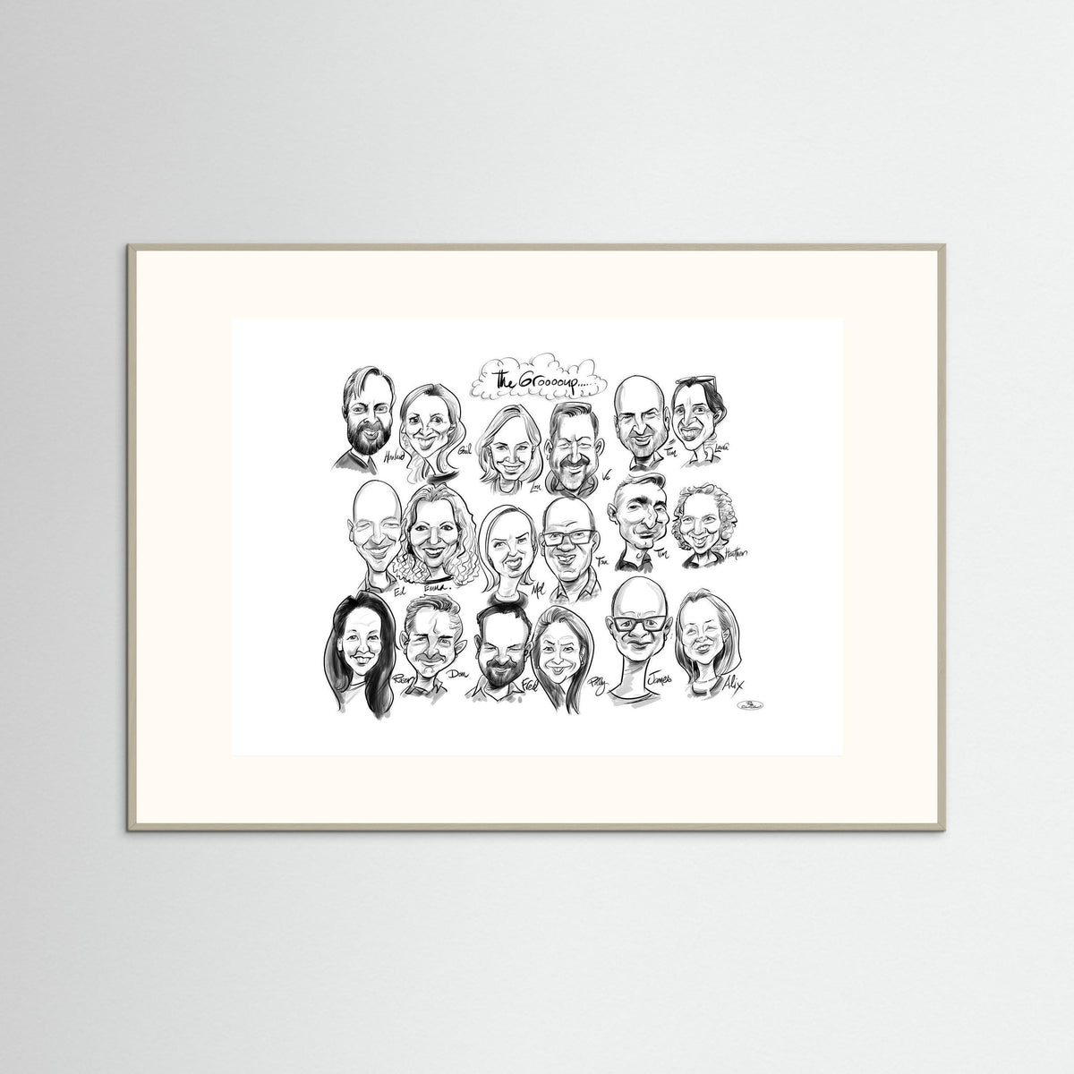 Caricature of friends group in mono 