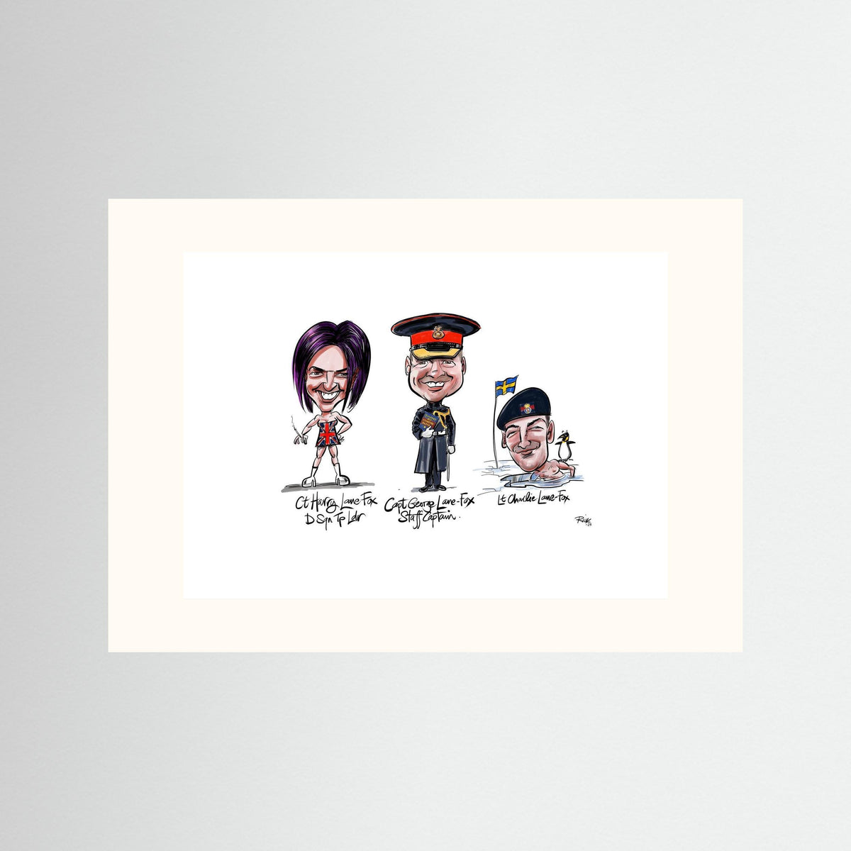 Caricature of the Lane-Foxes, brothers in arms. 