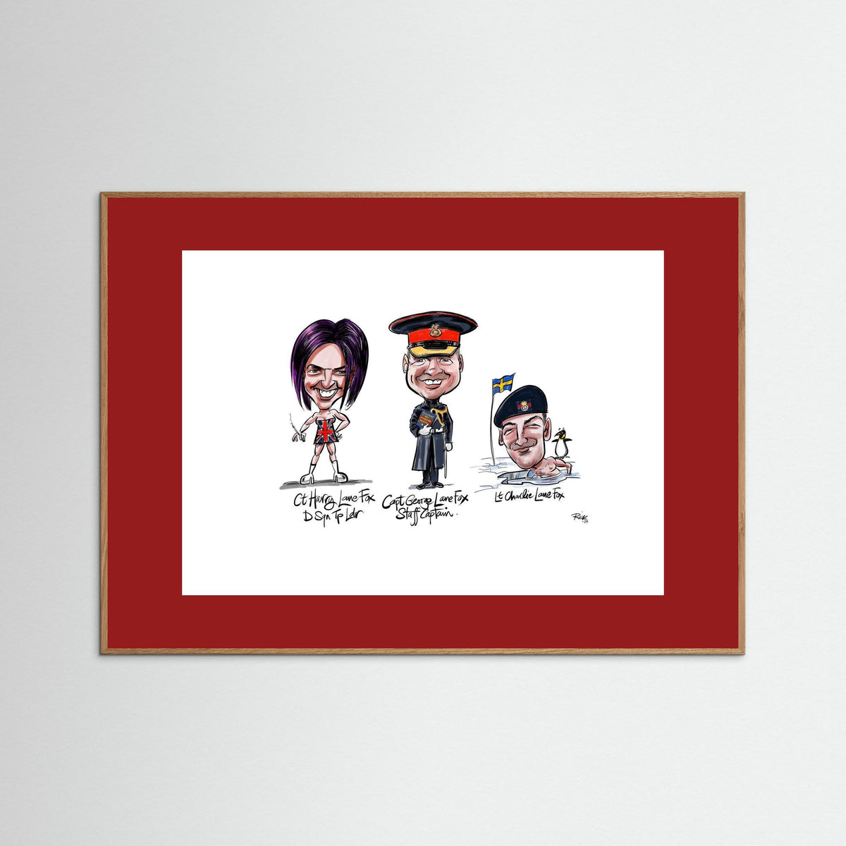 Caricature print on paper Lane Foxes 