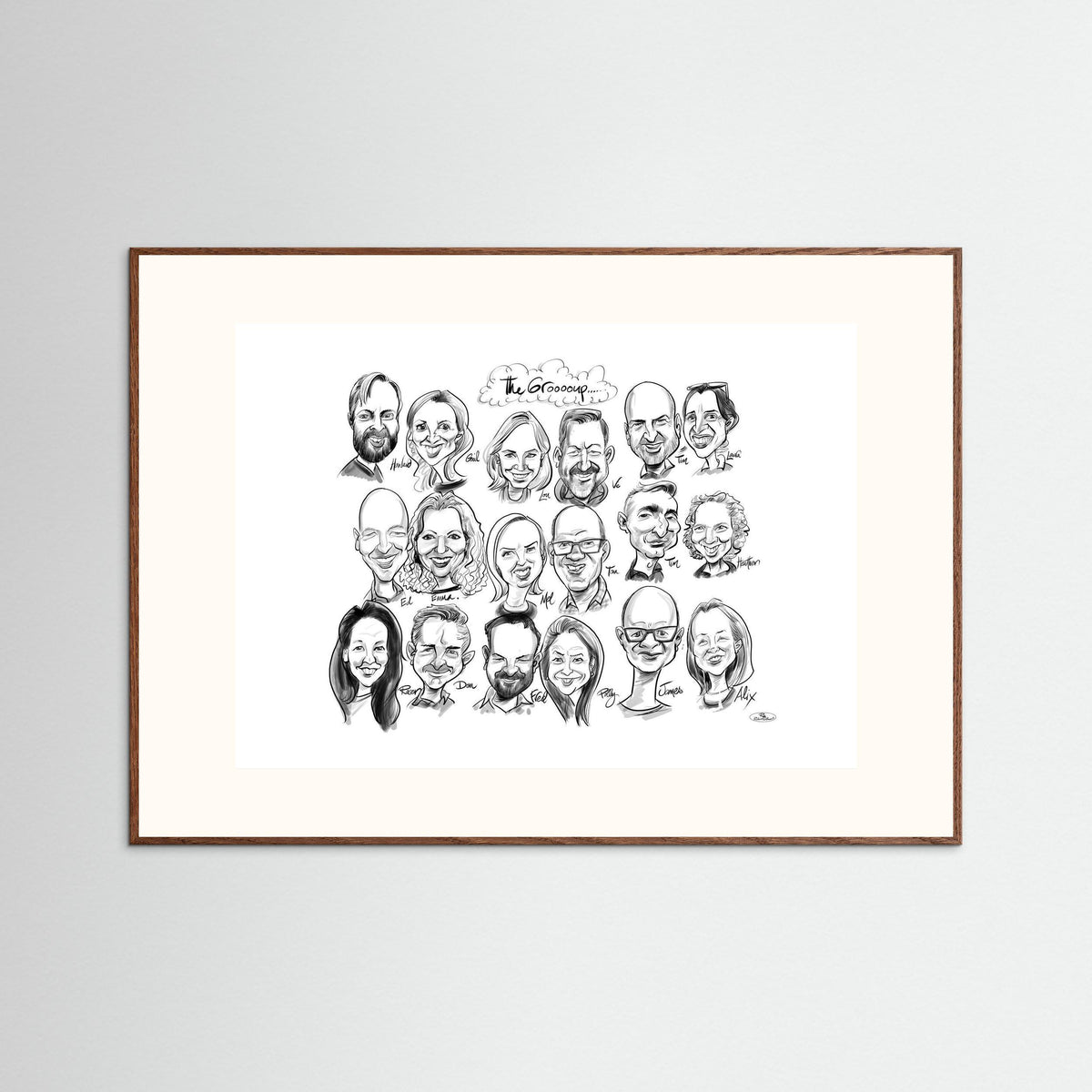 Caricature of friends group in mono 