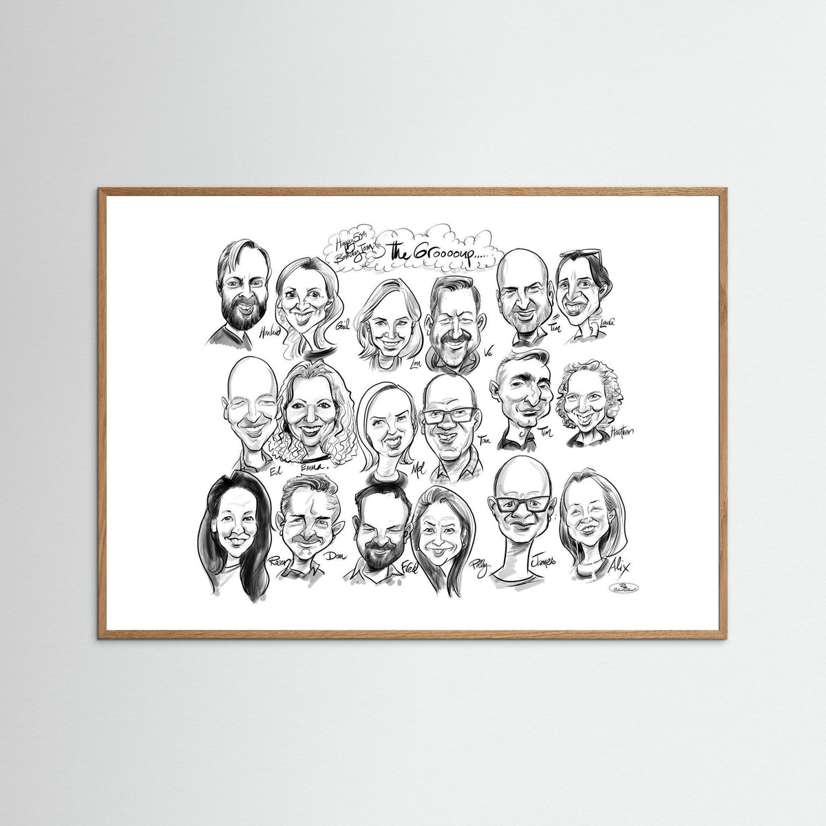 Caricature of friends group in mono - Tom&Mel