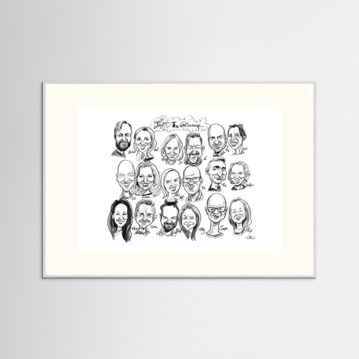 Caricature of friends group in mono - Tom&Mel