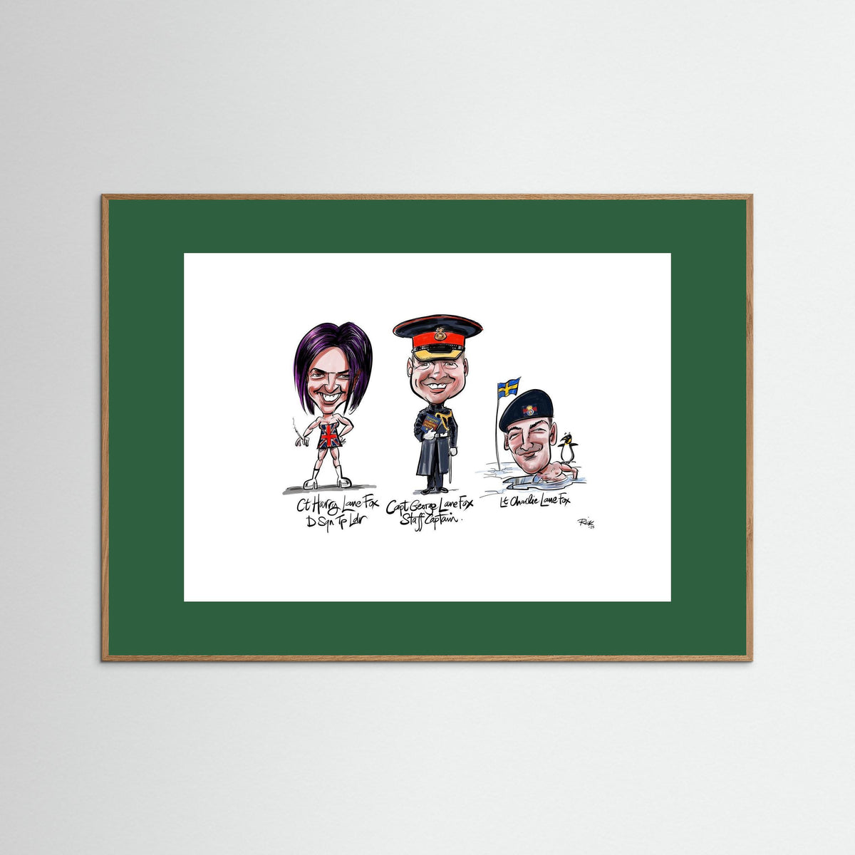 Caricature print on paper Lane Foxes 
