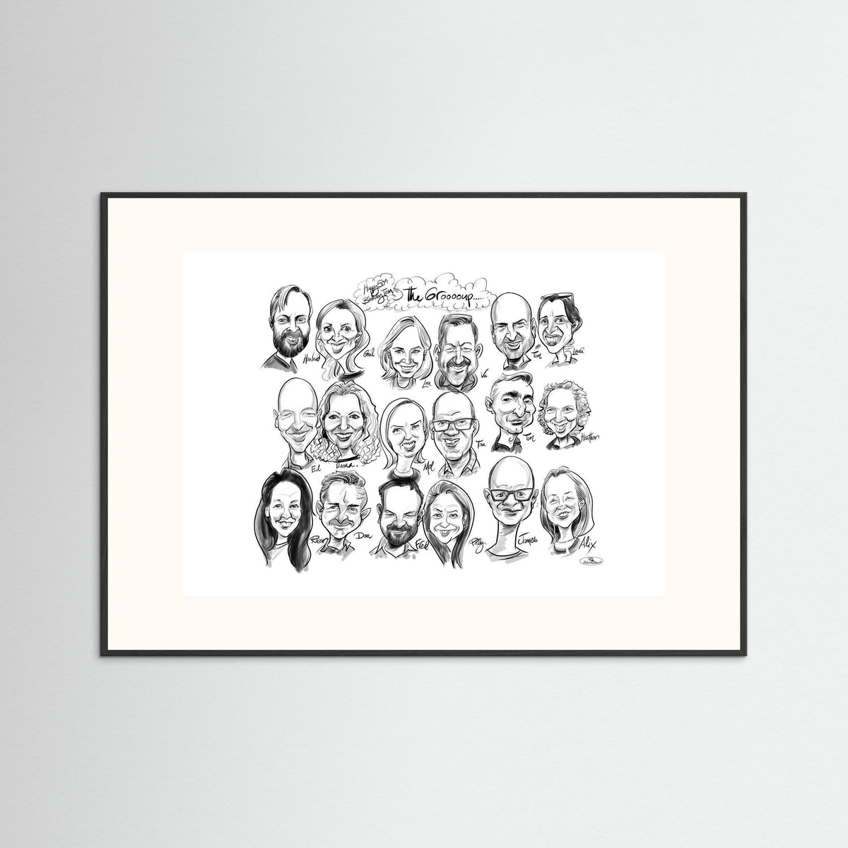 Caricature of friends group in mono - Tom&Mel